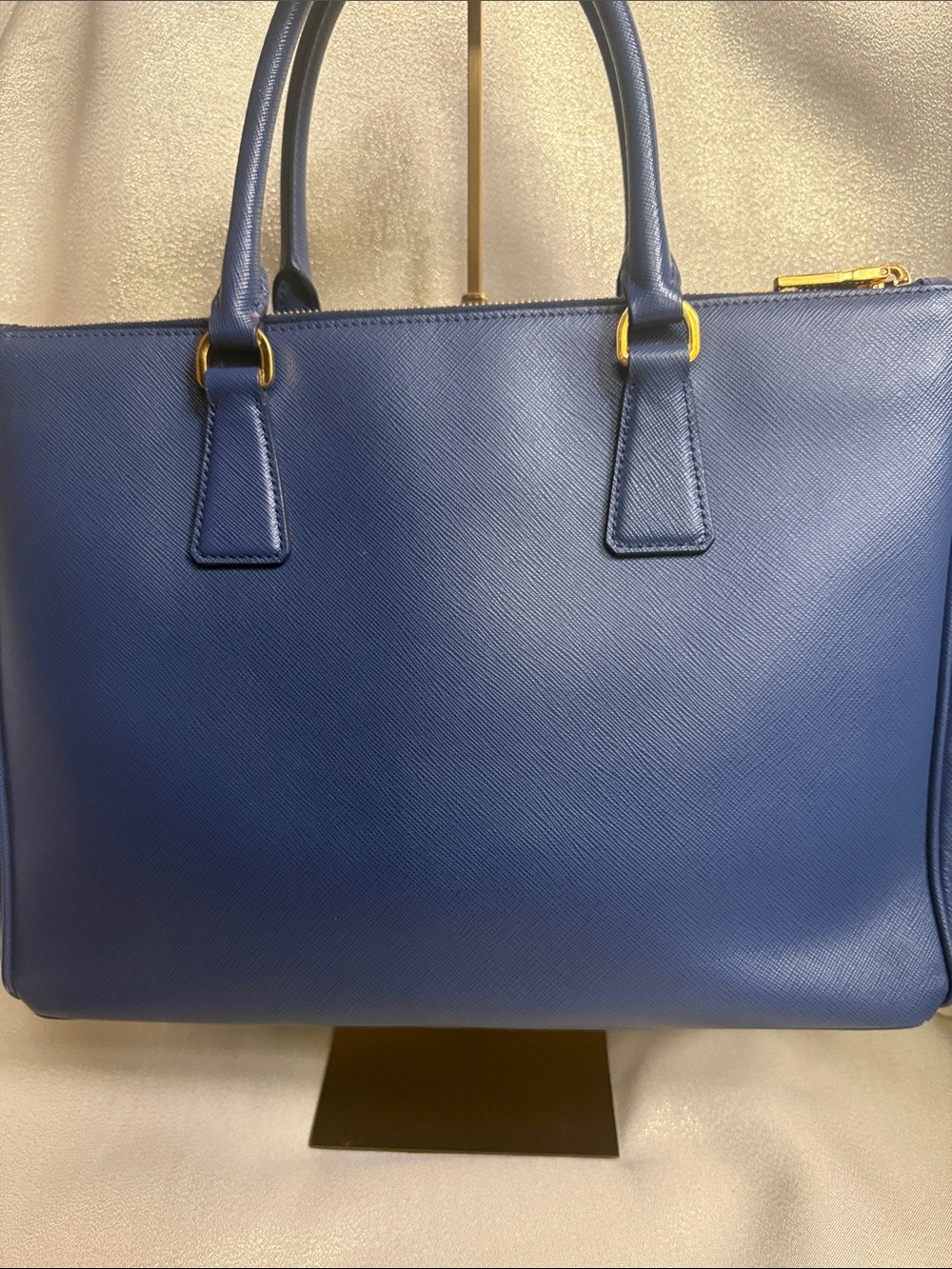 Prada Blue Saffiano Leather Satchel with Gold Hardware - Picture 2 of 9